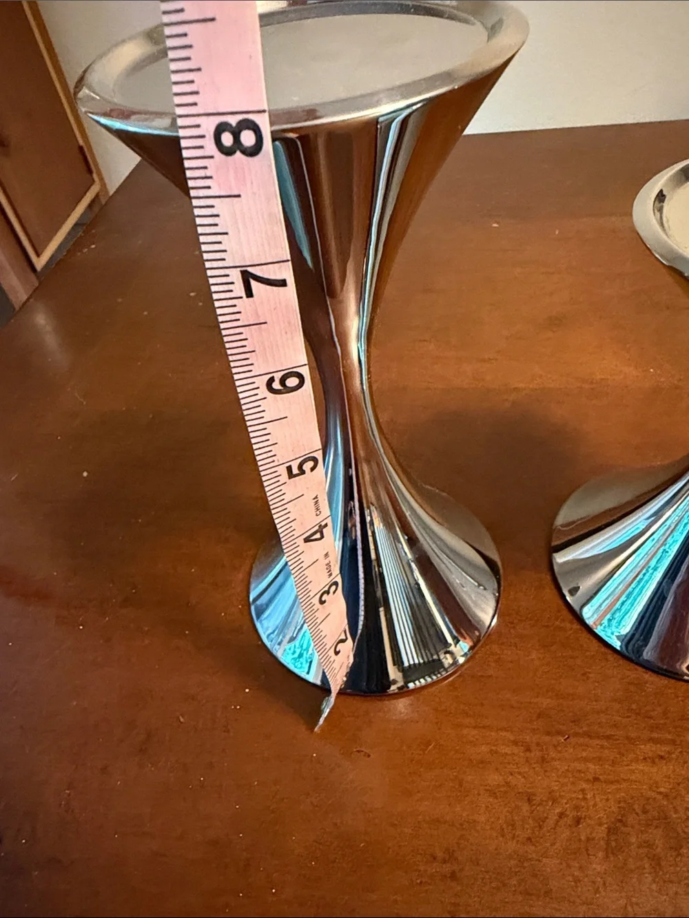 Robert Welch Arden Modern Stainless Hourglass Candle Holders - Set of 2